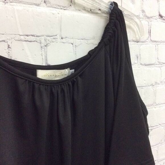 Merryfun Womens Summer Tunic Top Black Off Shoulder Scoop Neck Ruffles XL New - Picture 2 of 9